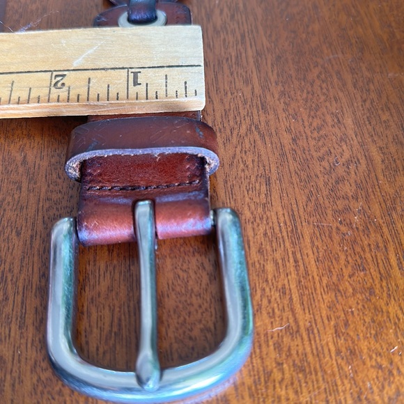 Fossil Genuine leather Belt Brass / Silver Buckle hardware embossed sz Medium - Picture 14 of 16